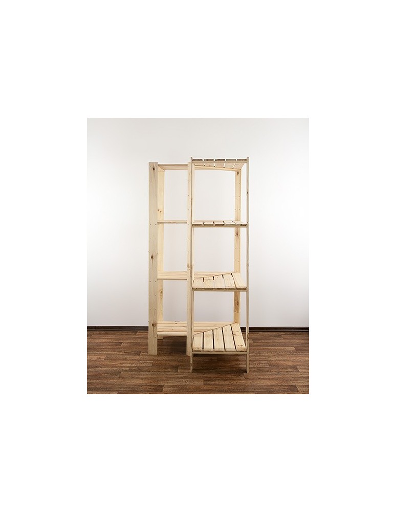 Regały - MAXI Regał Narożny Drewniany 166,4x85x50 cm 4 Półki ażurowe Surowy - product b2b.wamar.biz 6