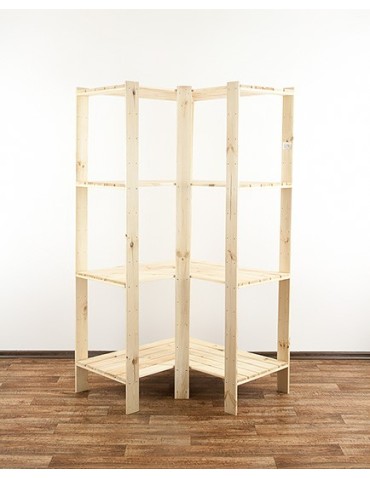 Regały - MAXI Regał Narożny Drewniany 166,4x85x50 cm 4 Półki ażurowe Surowy - product 7