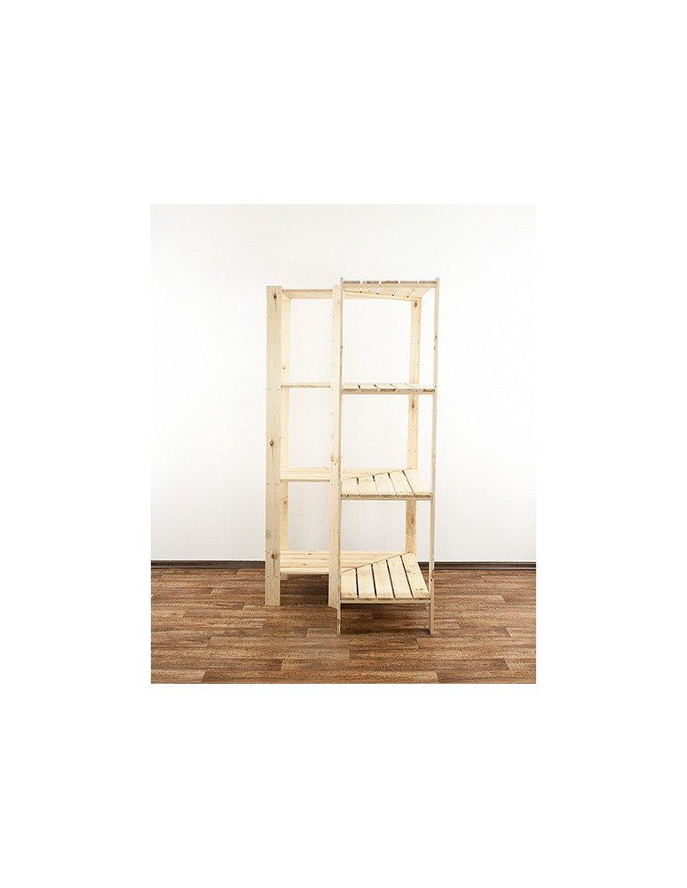Regały - MAXI Regał Narożny Drewniany 166,4x85x50 cm 4 Półki ażurowe Surowy - product b2b.wamar.biz 8