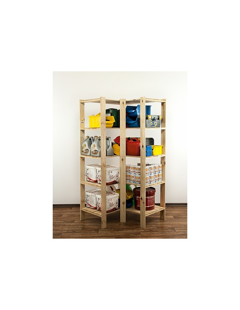 Regały - MAXI Regał Narożny Drewniany 166,4x85x50 cm 5 Półek ażurowych Surowy - product b2b.wamar.biz 2