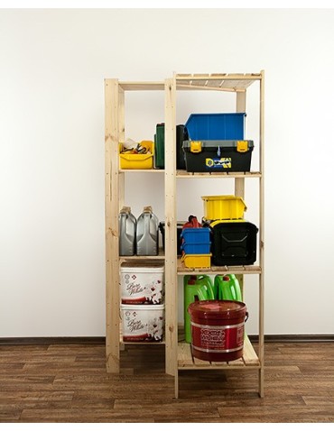 Regały - MAXI Regał Narożny Drewniany 166,4x85x50 cm 4 Półki pełne Surowy - product 4