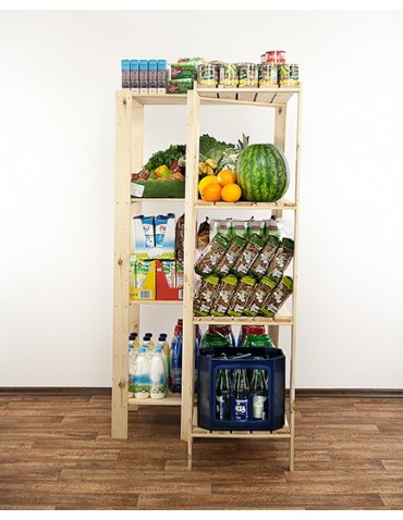 Regały - MAXI Regał Narożny Drewniany 166,4x85x50 cm 4 Półki pełne Surowy - product 6