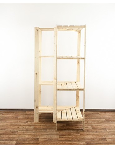 Regały - MAXI Regał Narożny Drewniany 166,4x85x50 cm 4 Półki pełne Surowy - product 9