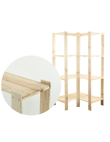 MAXI Regał Narożny Drewniany 166,4x85x50 cm 4 Półki pełne Surowy