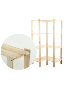 MAXI Regał Narożny Drewniany 166,4x85x50 cm 4 Półki pełne Surowy