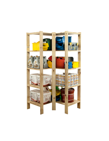 MAXI Regał Narożny Drewniany 166,4x85x50 cm 5 Półek pełnych Surowy - produkt 2