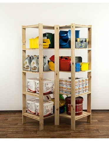 Regały - MAXI Regał Narożny Drewniany 166,4x85x50 cm 5 Półek pełnych Surowy - produkt 3