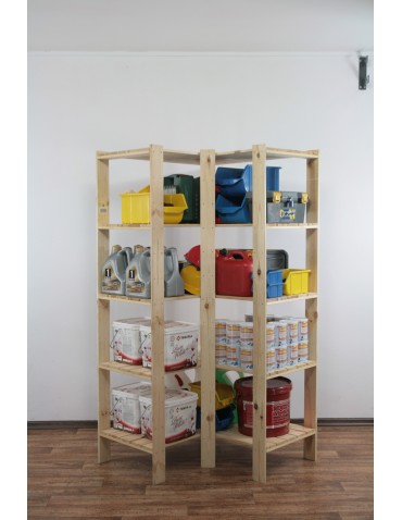 Regały - MAXI Regał Narożny Drewniany 166,4x85x50 cm 5 Półek pełnych Surowy - produkt 4