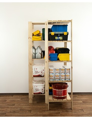 Regały - MAXI Regał Narożny Drewniany 166,4x85x50 cm 5 Półek pełnych Surowy - produkt 5