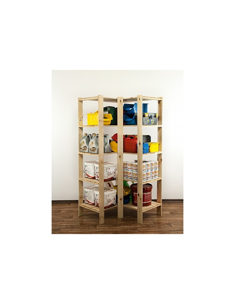 Regały - MAXI Regał Narożny Drewniany 166,4x85x50 cm 5 Półek pełnych Surowy - produkt b2b.wamar.biz 8