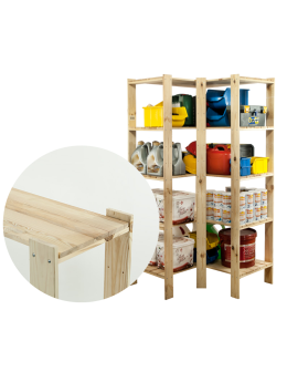 MAXI Regał Narożny Drewniany 166,4x85x50 cm 5 Półek pełnych Surowy