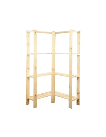 MAXI Regał Narożny Drewniany 166,4x85x30 cm 4 Półki ażurowe Surowy