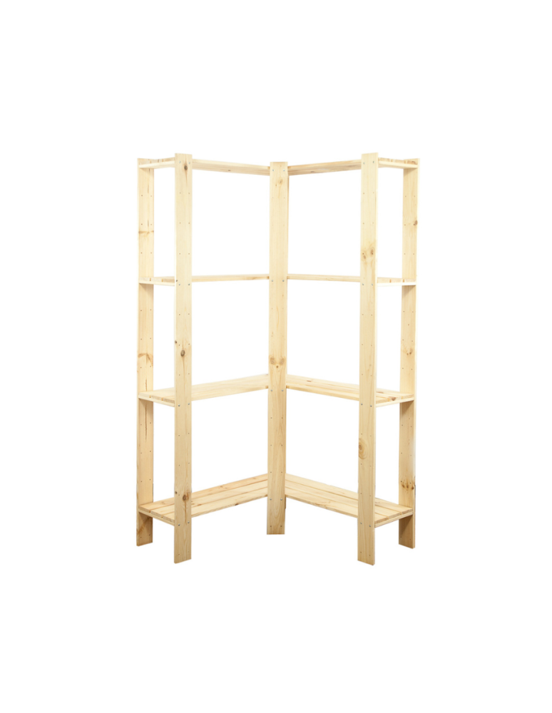Regały - MAXI Regał Narożny Drewniany 166,4x85x30 cm 4 Półki ażurowe Surowy - product b2b.wamar.biz 1