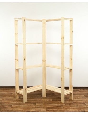 Regały - MAXI Regał Narożny Drewniany 166,4x85x30 cm 4 Półki ażurowe Surowy - produkt 3