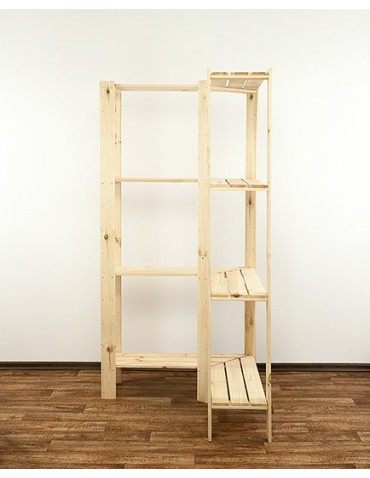 Regały - MAXI Regał Narożny Drewniany 166,4x85x30 cm 4 Półki ażurowe Surowy - produkt 4