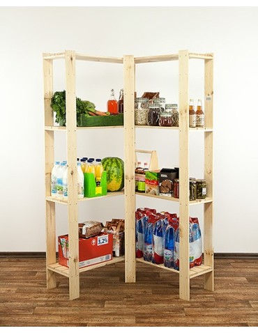 Regały - MAXI Regał Narożny Drewniany 166,4x85x30 cm 4 Półki ażurowe Surowy - produkt 5