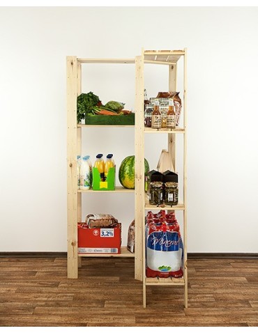 Regały - MAXI Regał Narożny Drewniany 166,4x85x30 cm 4 Półki ażurowe Surowy - produkt 6