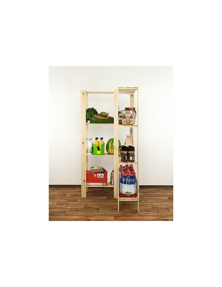 Regały - MAXI Regał Narożny Drewniany 166,4x85x30 cm 4 Półki ażurowe Surowy - produkt b2b.wamar.biz 6