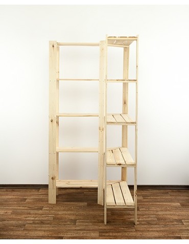 MAXI Regał Narożny Drewniany 166,4x85x30 cm 5 Półek ażurowych Surowy - product 2