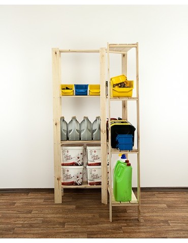 Regały - MAXI Regał Narożny Drewniany 166,4x85x30 cm 4 Półki pełne Surowy - product 3