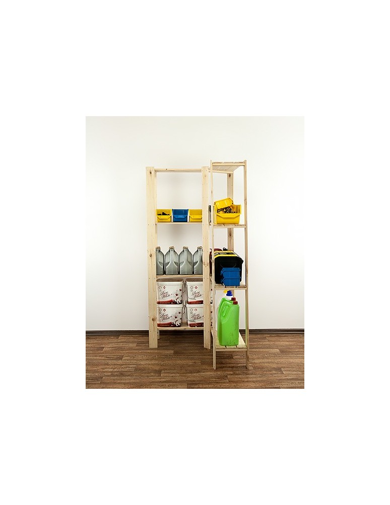 Regały - MAXI Regał Narożny Drewniany 166,4x85x30 cm 4 Półki pełne Surowy - product b2b.wamar.biz 3