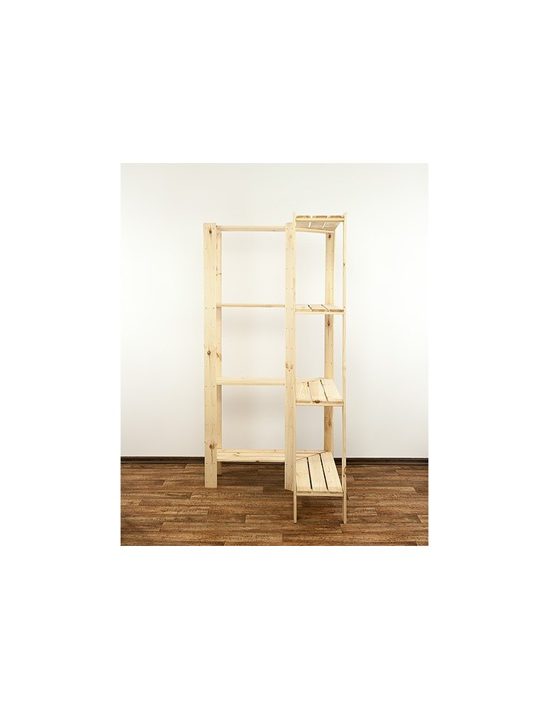 Regały - MAXI Regał Narożny Drewniany 166,4x85x30 cm 4 Półki pełne Surowy - product b2b.wamar.biz 5