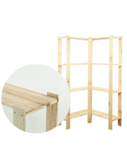 MAXI Regał Narożny Drewniany 166,4x85x30 cm 4 Półki pełne Surowy