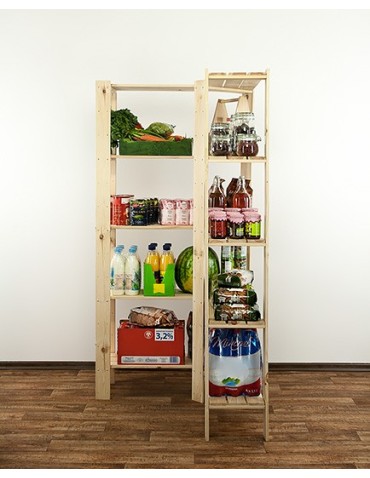 Regały - MAXI Regał Narożny Drewniany 166,4x85x30 cm 5 Półek pełnych Surowy - produkt 4