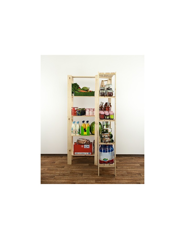 Regały - MAXI Regał Narożny Drewniany 166,4x85x30 cm 5 Półek pełnych Surowy - produkt b2b.wamar.biz 4