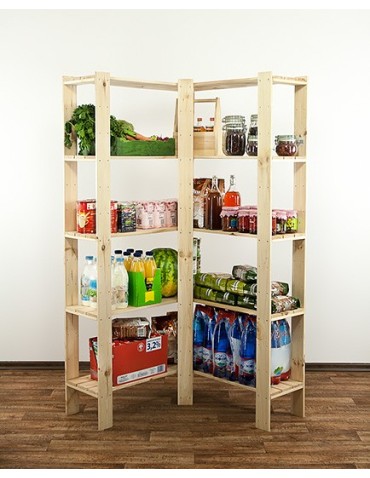 Regały - MAXI Regał Narożny Drewniany 166,4x85x30 cm 5 Półek pełnych Surowy - produkt 5