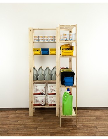 Regały - MAXI Regał Narożny Drewniany 166,4x85x30 cm 5 Półek pełnych Surowy - produkt 7