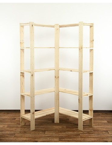 Regały - MAXI Regał Narożny Drewniany 166,4x85x30 cm 5 Półek pełnych Surowy - produkt 8