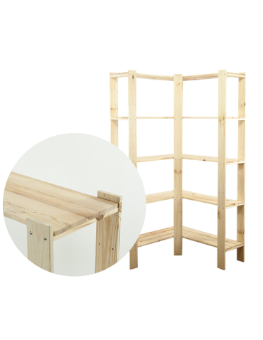 MAXI Regał Narożny Drewniany 166,4x85x30 cm 5 Półek pełnych Surowy