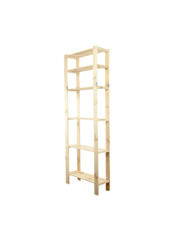 MAXI Surowy Regał Drewniany 230x80x30 cm 6 Półek ażurowych