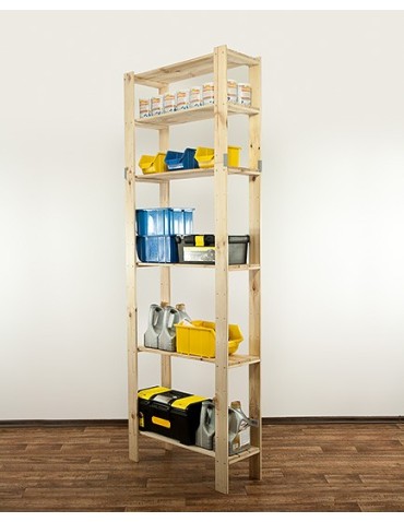 Regały - MAXI Surowy Regał Drewniany 230x80x30 cm 6 Półek ażurowych - product 5