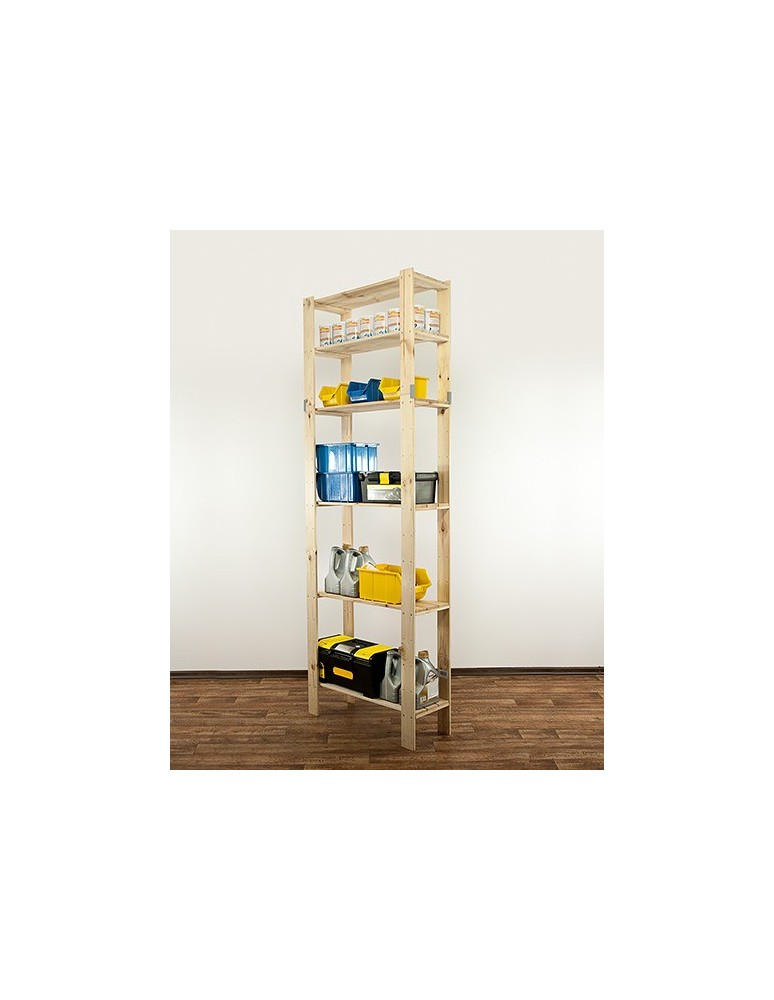 Regały - MAXI Surowy Regał Drewniany 230x80x30 cm 6 Półek ażurowych - product b2b.wamar.biz 5