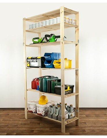 Regały - MAXI Surowy Regał Drewniany 230x120x50 cm 6 Półek ażurowych - produkt 4