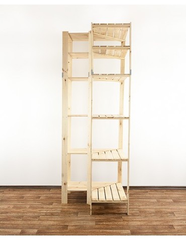 MAXI Regał Narożny Drewniany 230x85x50 cm 6 Półek ażurowych Surowy - product 2