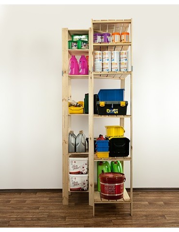 Regały - MAXI Regał Narożny Drewniany 230x85x50 cm 6 Półek ażurowych Surowy - produkt 4