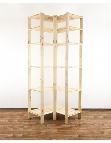 Regały - MAXI Regał Narożny Drewniany 230x85x50 cm 6 Półek ażurowych Surowy - produkt 5