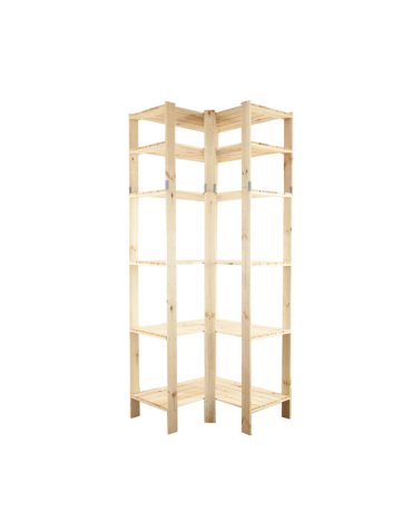 MAXI Regał Narożny Drewniany 230x85x50 cm 6 Półek pełnych Surowy - product 2
