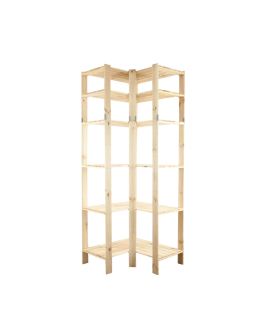 MAXI Regał Narożny Drewniany 230x85x50 cm 6 Półek pełnych Surowy - product 2