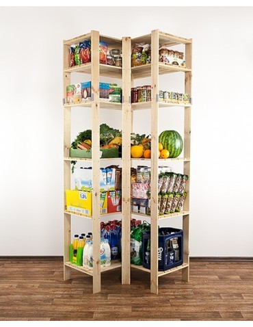 Regały - MAXI Regał Narożny Drewniany 230x85x50 cm 6 Półek pełnych Surowy - product 4