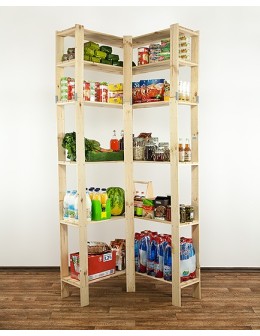 MAXI Regał Narożny Drewniany 230x85x30 cm 6 Półek ażurowych Surowy - product 2