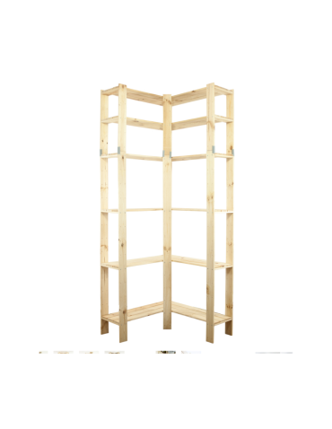 MAXI Regał Narożny Drewniany 230x85x30 cm 6 Półek pełnych Surowy - product 2