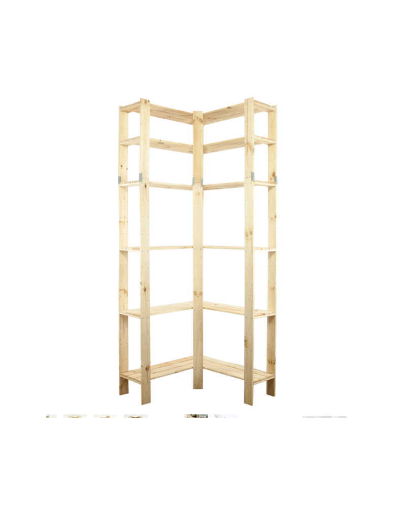 Regały - MAXI Regał Narożny Drewniany 230x85x30 cm 6 Półek pełnych Surowy - product b2b.wamar.biz 2