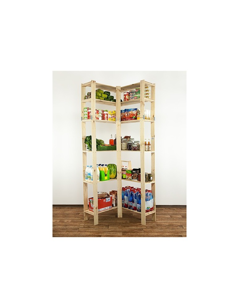 Regały - MAXI Regał Narożny Drewniany 230x85x30 cm 6 Półek pełnych Surowy - product b2b.wamar.biz 3