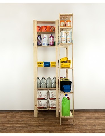 Regały - MAXI Regał Narożny Drewniany 230x85x30 cm 6 Półek pełnych Surowy - product 4