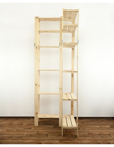 Regały - MAXI Regał Narożny Drewniany 230x85x30 cm 6 Półek pełnych Surowy - product 6