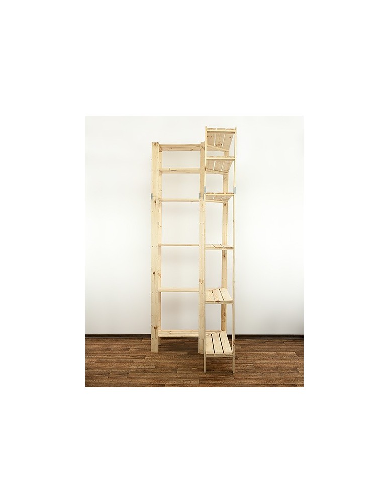 Regały - MAXI Regał Narożny Drewniany 230x85x30 cm 6 Półek pełnych Surowy - product b2b.wamar.biz 6